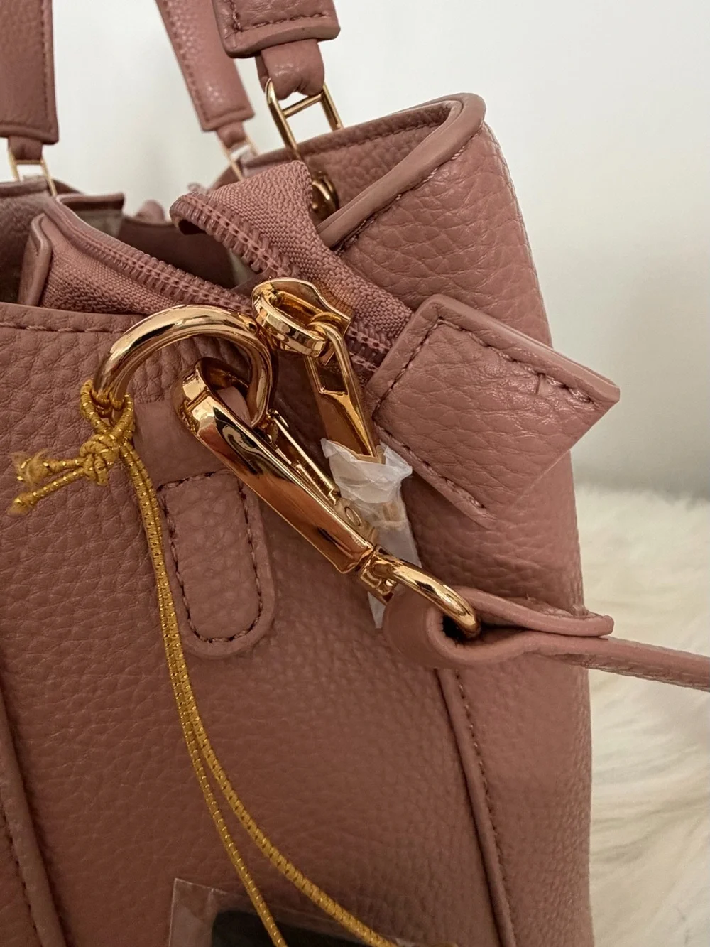 Women's Bow-Accent Top Handle Satchel in Dusty Rose